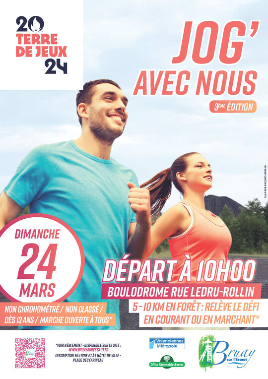 Affiche Jog avec nous 2024.
Dimanche 24 Mars 2024
Départ à 10h00